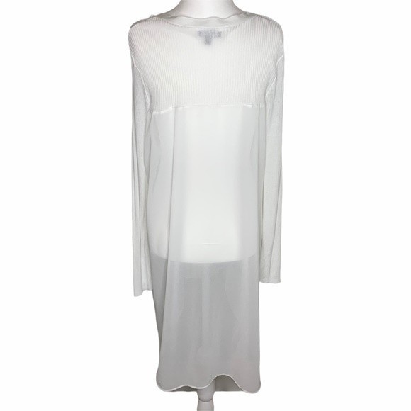 Neiman Marcus White Chiffon Sweater Tunic Medium - Picture 6 of 7